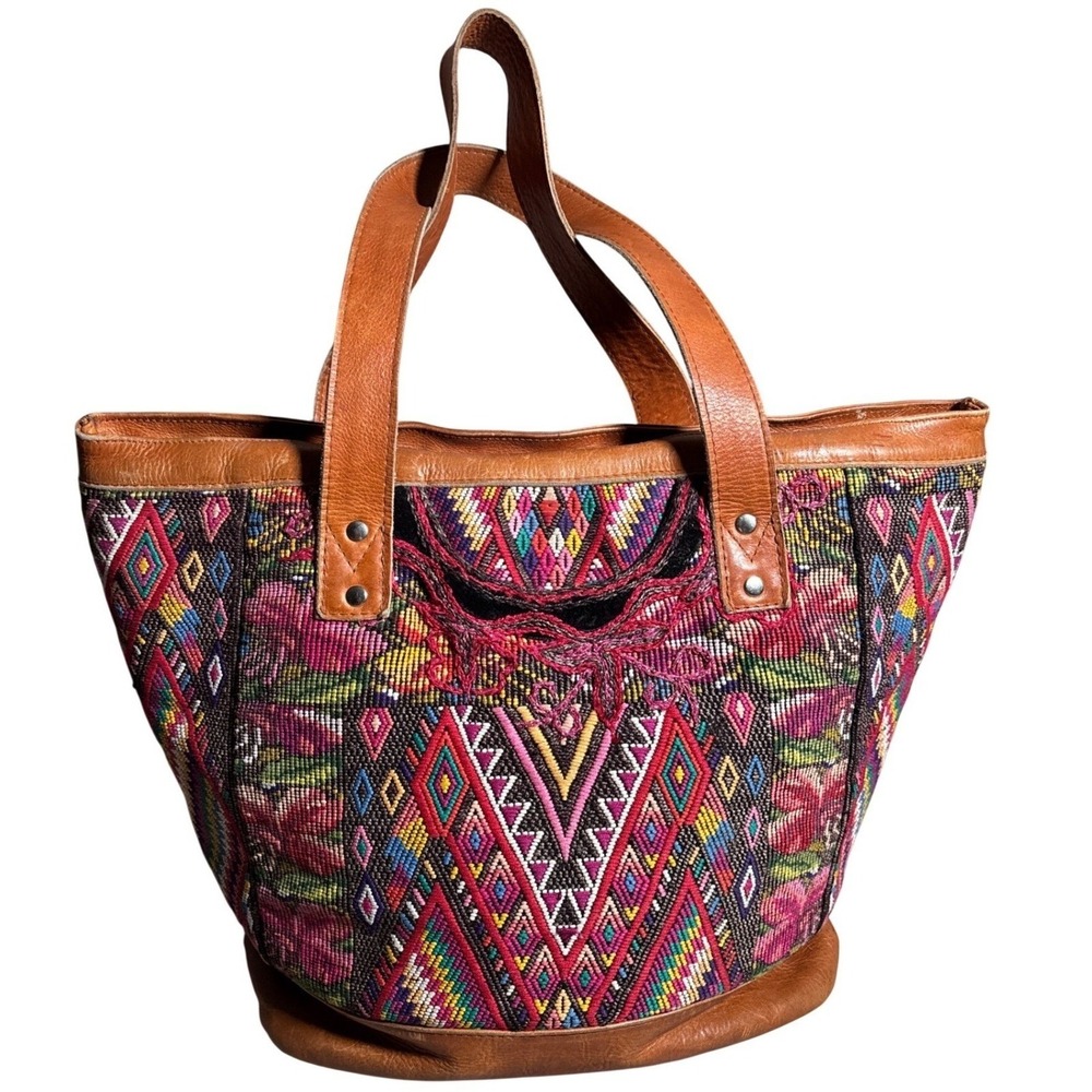 Nena & Co. Leather Bag Purse Woven Boho Shoulder Bag Festival Artsy Western